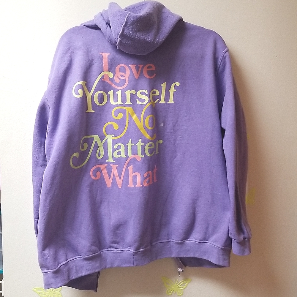 PacSun PS LA Graphic Women's Oversized Lavender Zip Fleece Hoodie New Medium